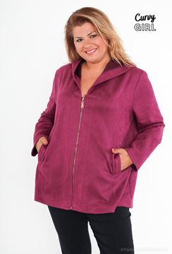 Immagine di PLUS SIZE ZIPPED HOODED SUEDE JACKET